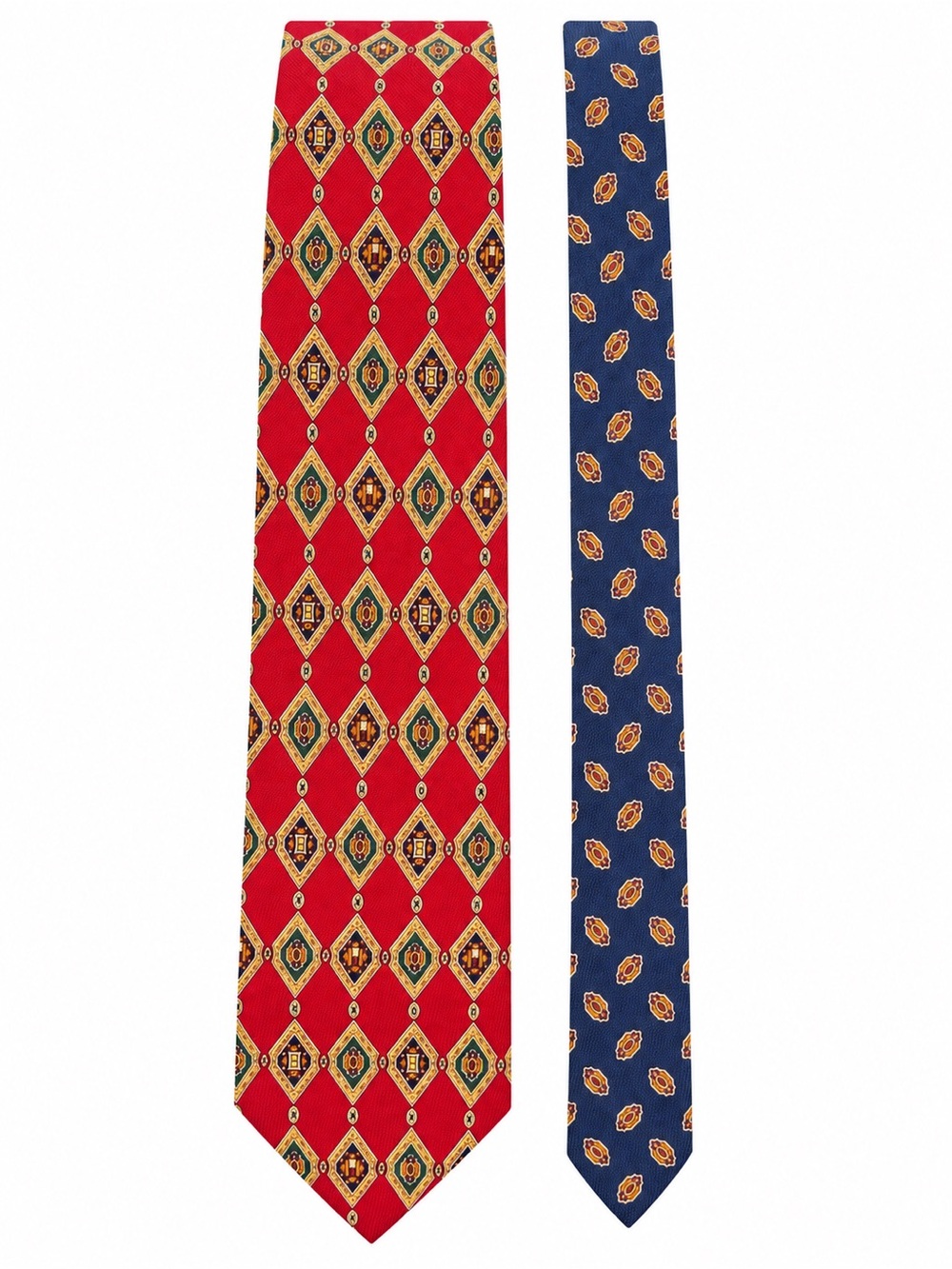 Tommy Hilfiger Red and Navy Patterned Silk Neckties